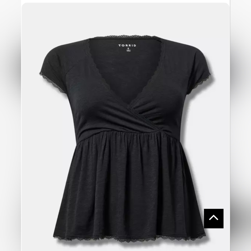 Torrid Black Short Sleeve Wrap Top